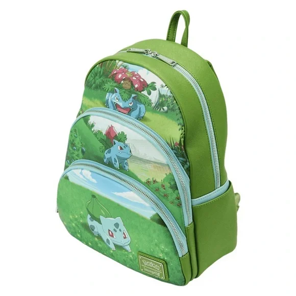 NWT Loungefly Pokémon Bulbasaur Triple Pocket Green Backpack - Picture 2 of 6